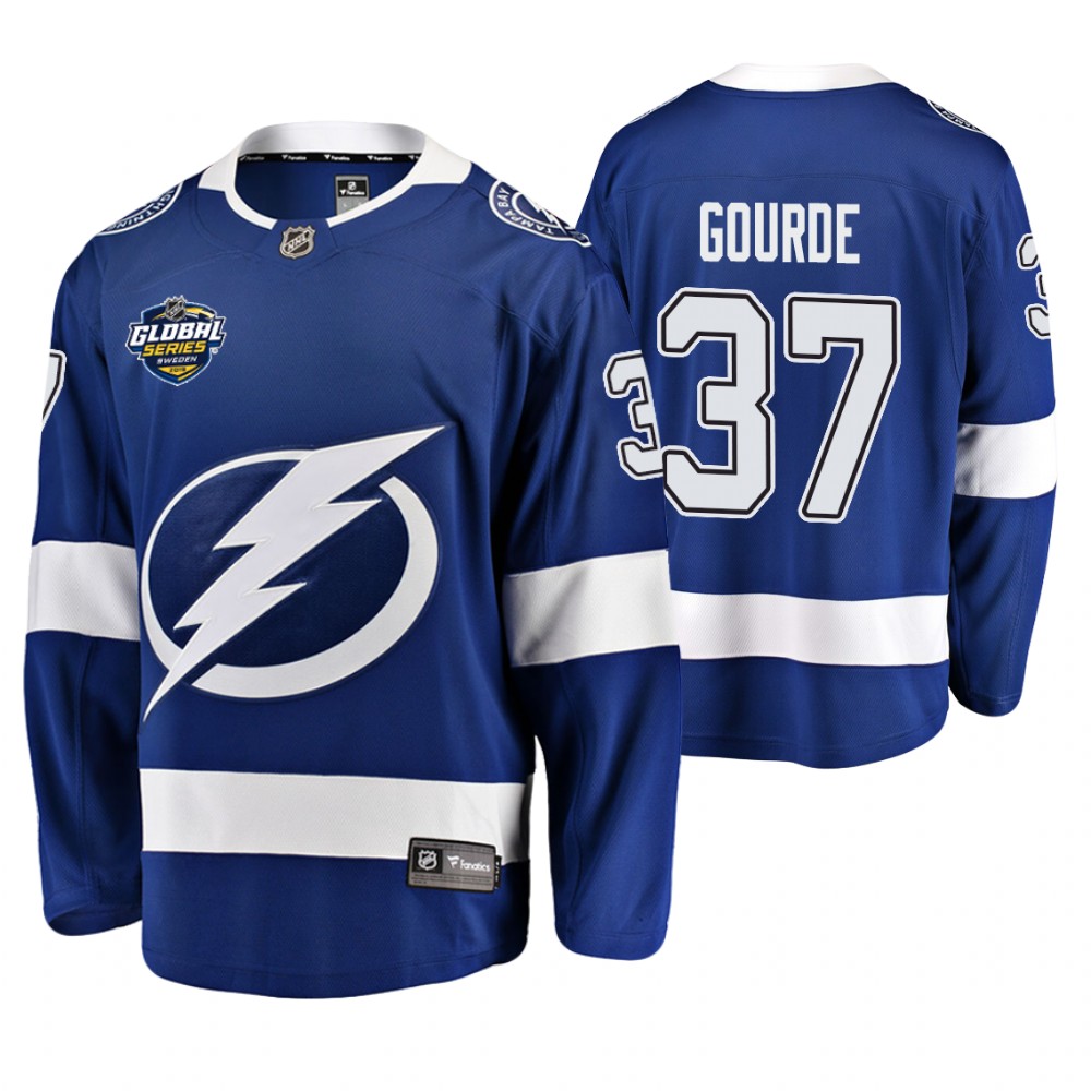 Tampa Bay Lightning Yanni Gourde Blue Fanatics Branded 2019 NHL Global Series Breakaway Player Jersey