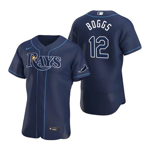 Tampa Bay Rays #12 Wade Boggs Men's Nike Navy Alternate 2020 Authentic Team MLB Jersey
