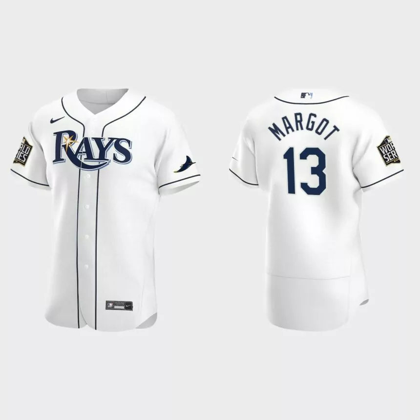 Tampa Bay Rays #13 Manuel Margot 2020 World Series Authentic Home Jersey – White