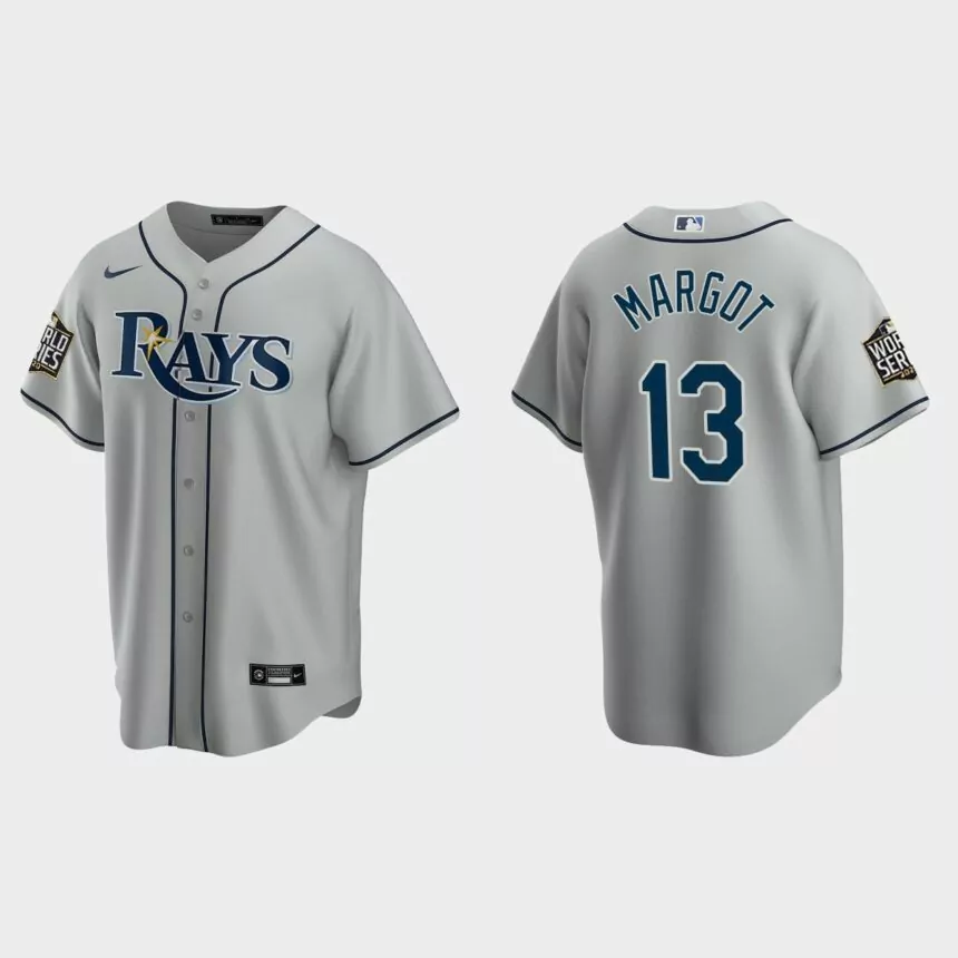 Tampa Bay Rays #13 Manuel Margot Replica 2020 World Series Road Jersey – Gray