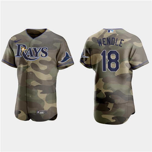 Tampa Bay Rays #18 Joey Wendle Men's Nike 2021 Armed Forces Day Authentic MLB Jersey -Camo