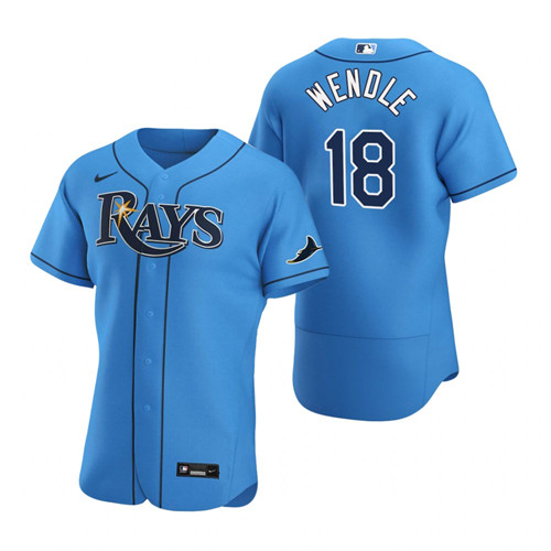 Tampa Bay Rays #18 Joey Wendle Men's Nike Light Blue Alternate 2020 Authentic Player MLB Jersey