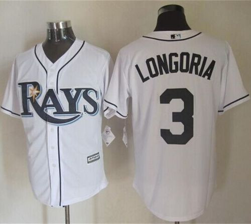 Tampa Bay Rays #3 Evan Longoria White New Cool Base Stitched Baseball Jersey