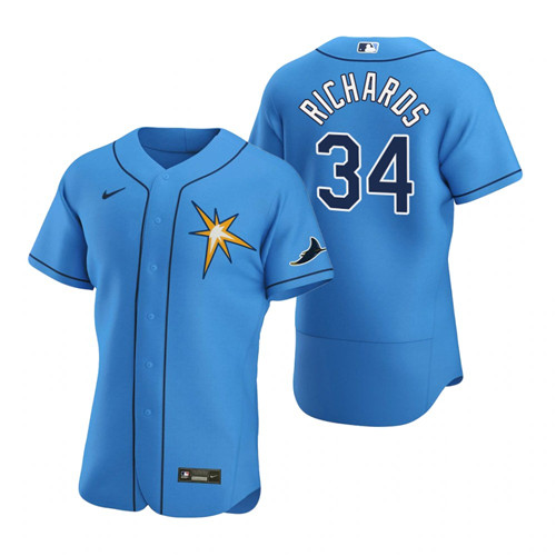 Tampa Bay Rays #34 Trevor Richards Men's Nike Light Blue Alternate 2020 Authentic Team MLB Jersey