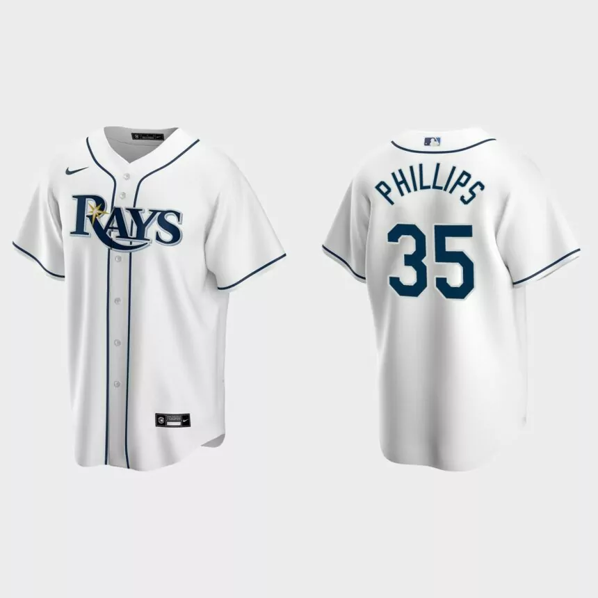 Tampa Bay Rays #35 Brett Phillips Replica Home Jersey – White