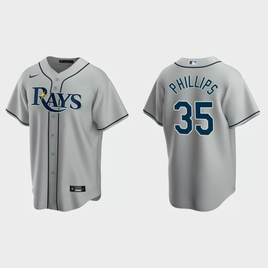 Tampa Bay Rays #35 Brett Phillips Replica Road Jersey – Gray