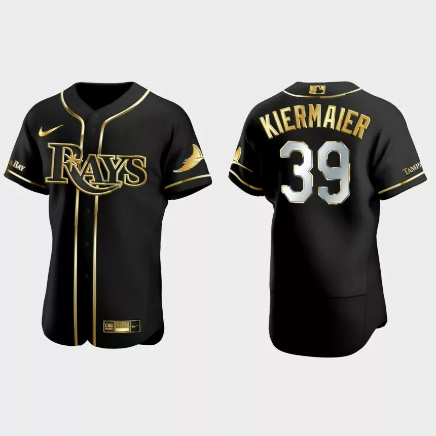 Tampa Bay Rays #39 Kevin Kiermaier Gold Edition Authentic Jersey – Black