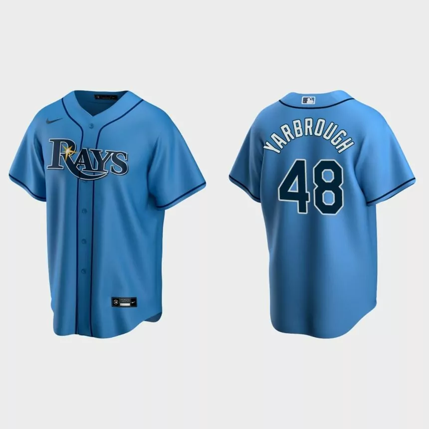 Tampa Bay Rays #48 Ryan Yarbrough Replica Alternate Jersey – Light Blue