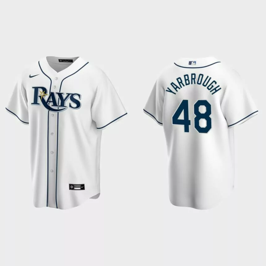 Tampa Bay Rays #48 Ryan Yarbrough Replica Home Jersey – White
