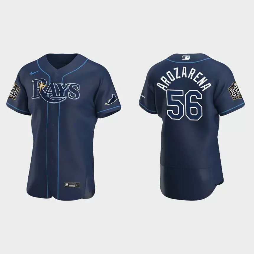 Tampa Bay Rays #56 Randy Arozarena 2020 World Series Authentic Alternate Jersey – Navy