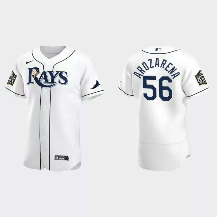 Tampa Bay Rays #56 Randy Arozarena 2020 World Series Authentic Home Jersey – White