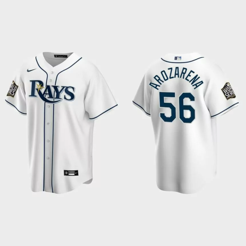 Tampa Bay Rays #56 Randy Arozarena Replica 2020 World Series Home Jersey – White的副本
