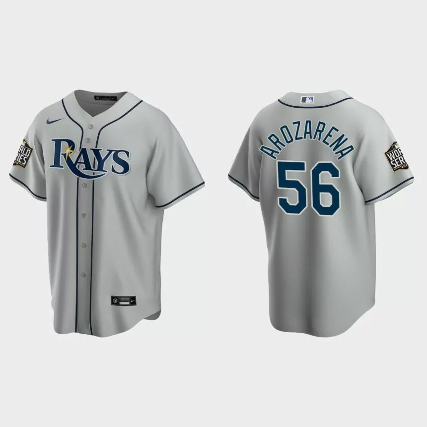 Tampa Bay Rays #56 Randy Arozarena Replica 2020 World Series Road Jersey – Gray