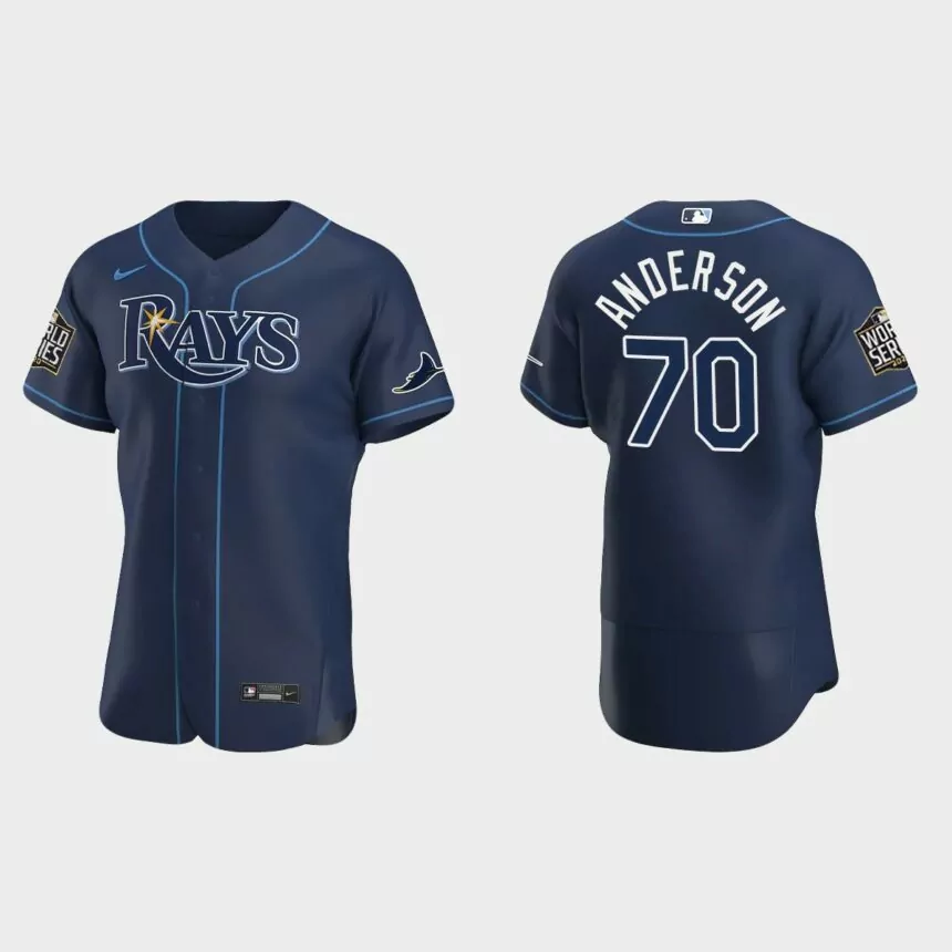 Tampa Bay Rays #70 Nick Anderson 2020 World Series Authentic Alternate Jersey – Navy