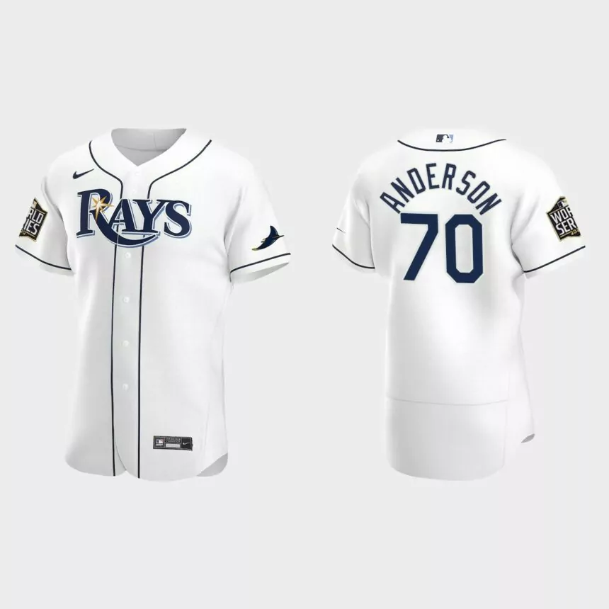 Tampa Bay Rays #70 Nick Anderson 2020 World Series Authentic Home Jersey – White