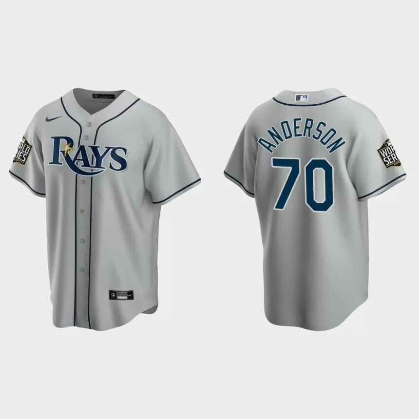 Tampa Bay Rays #70 Nick Anderson Replica 2020 World Series Road Jersey – Gray