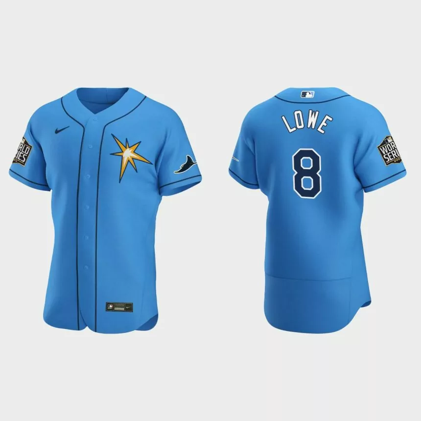 Tampa Bay Rays #8 Brandon Lowe 2020 World Series Authentic Alternate Team Jersey – Light Blue