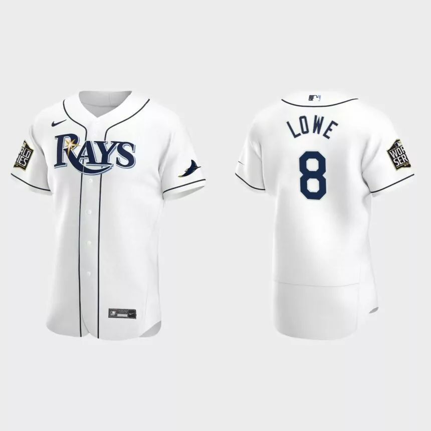 Tampa Bay Rays #8 Brandon Lowe 2020 World Series Authentic Home Jersey – White
