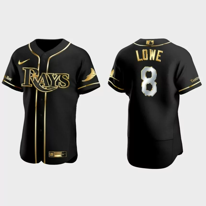 Tampa Bay Rays #8 Brandon Lowe Gold Edition Authentic Jersey – Black