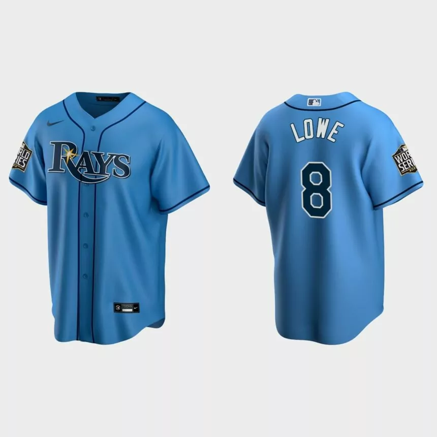 Tampa Bay Rays #8 Brandon Lowe Replica 2020 World Series Alternate Jersey – Light Blue