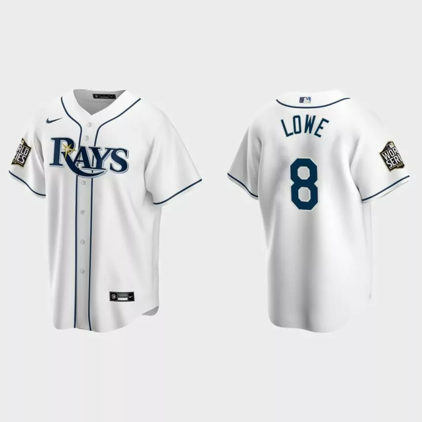 Tampa Bay Rays #8 Brandon Lowe Replica 2020 World Series Home Jersey – White
