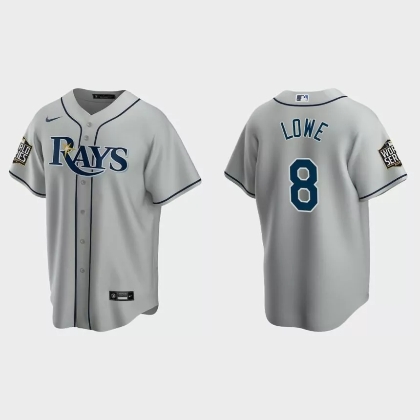 Tampa Bay Rays #8 Brandon Lowe Replica 2020 World Series Road Jersey – Gray