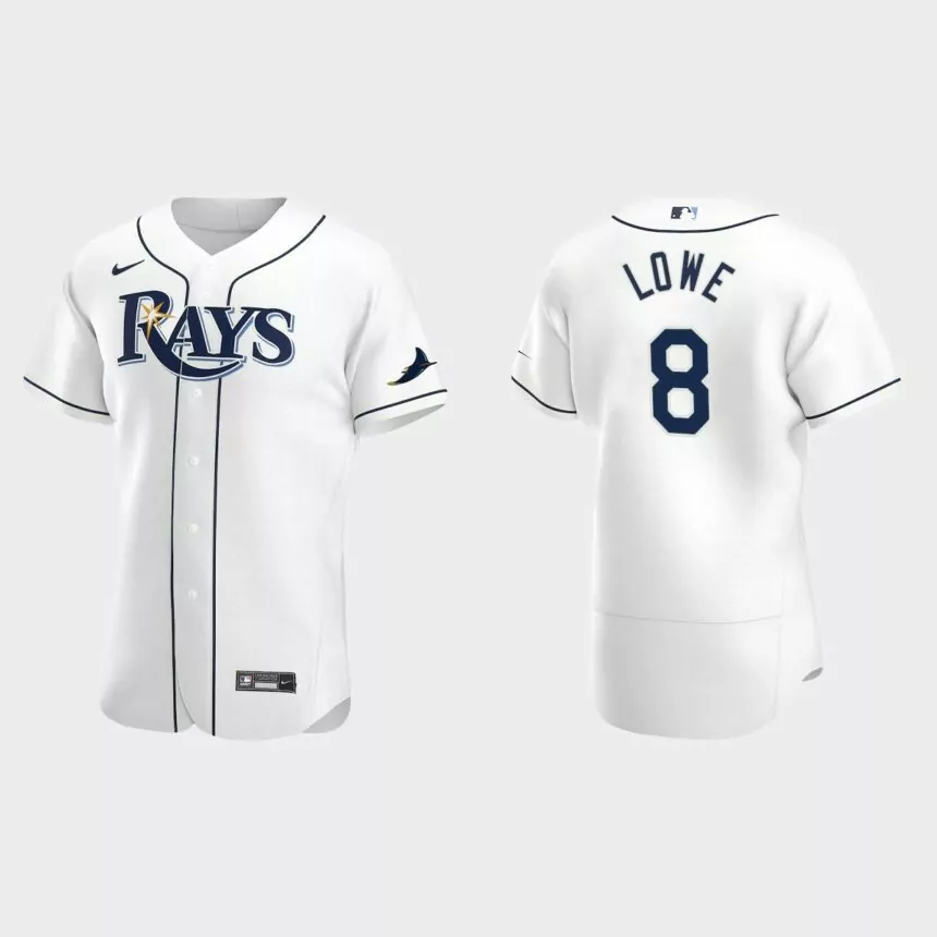 Tampa Bay Rays Brandon Lowe #8 White Authentic 2020 Home Jersey