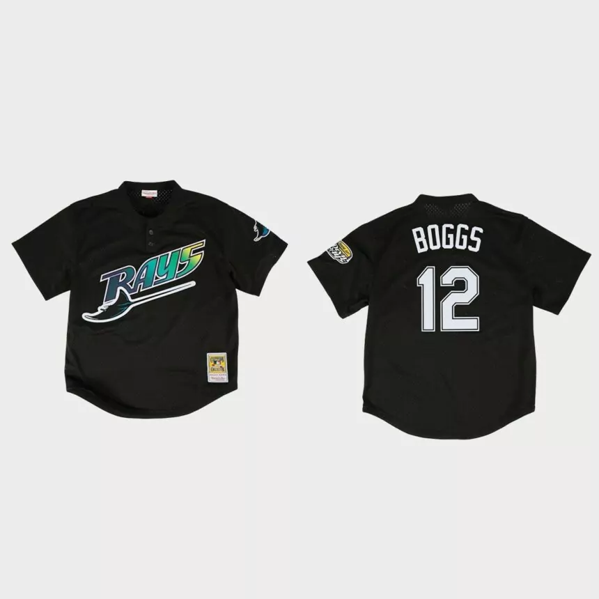 Tampa Bay Rays Wade Boggs #12 Black 1998 Authentic BP Mesh Jersey