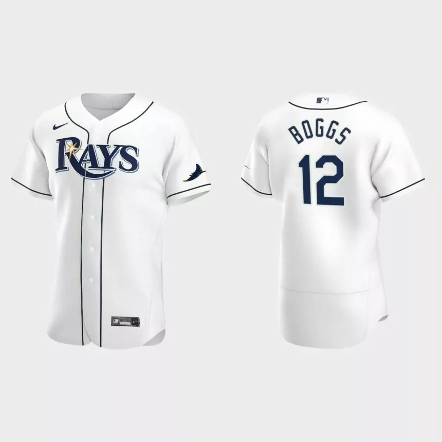 Tampa Bay Rays Wade Boggs #12 White Authentic 2020 Home Jersey