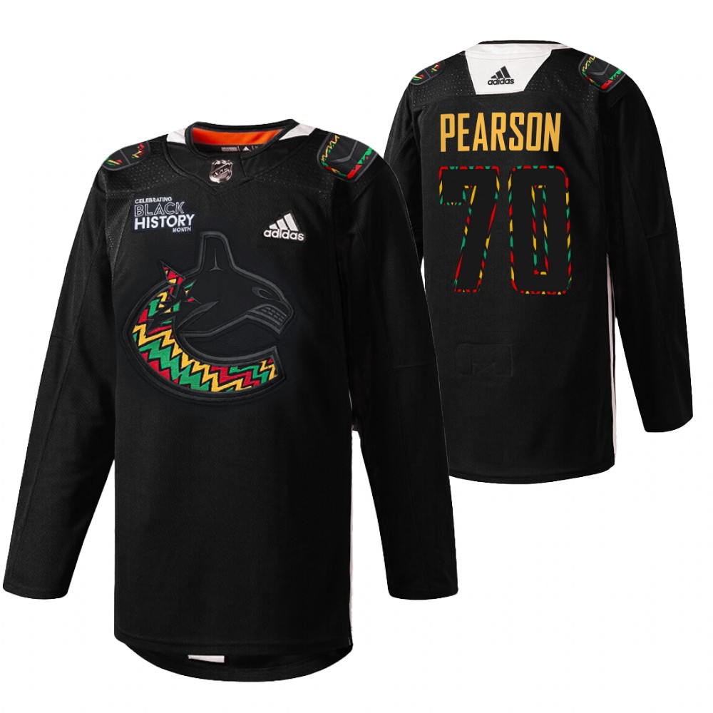Tanner Pearson Canucks Black History Month 2022 Jersey Black Kente-inspired