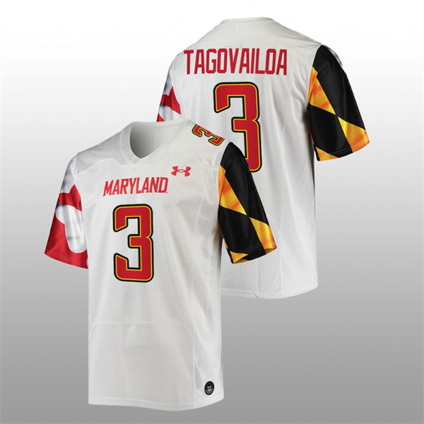 Taulia Tagovailoa Maryland Terrapins White 2022-23 College Football Replica Jersey Men's Jersey Maryland Terrapins Taulia Tagovailoa College Football White Replica Jersey