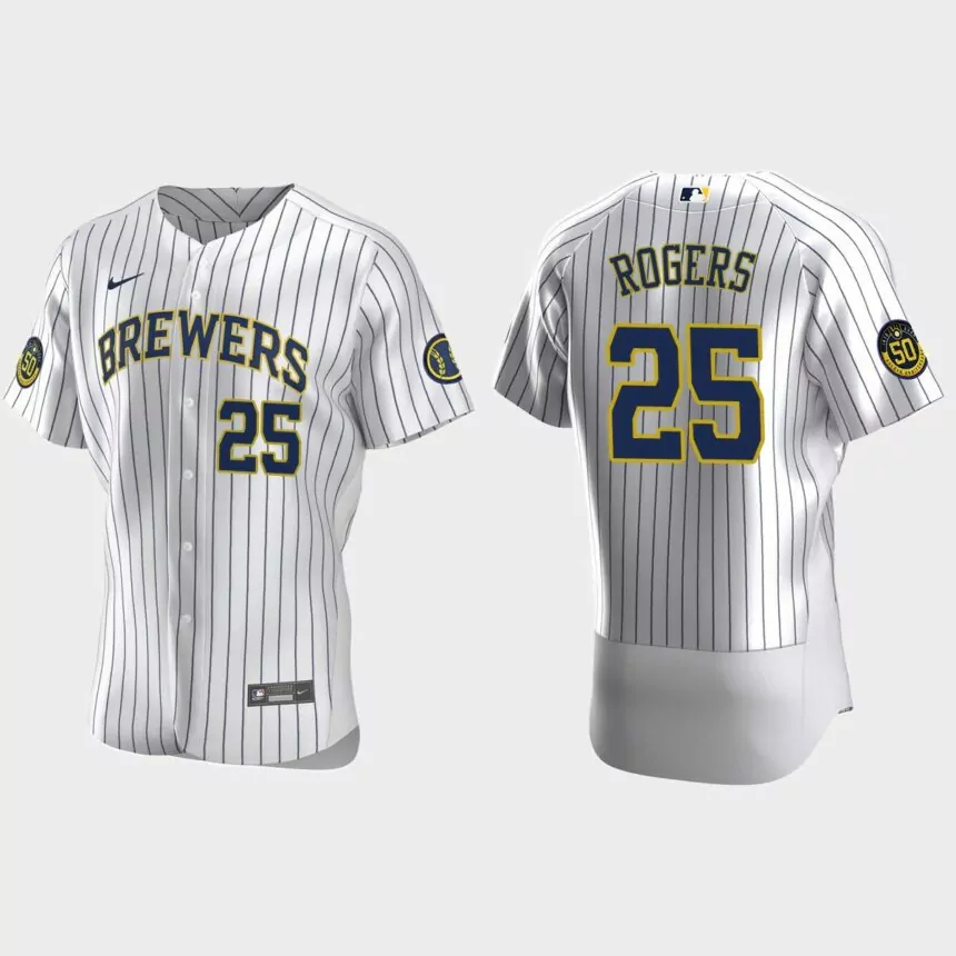 Taylor Rogers Milwaukee Brewers Authentic Home Jersey – White