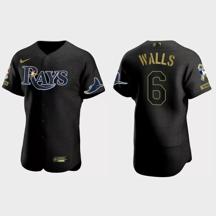 Taylor Walls Tampa Bay Rays 2021 Salute to Service Jersey – All Black