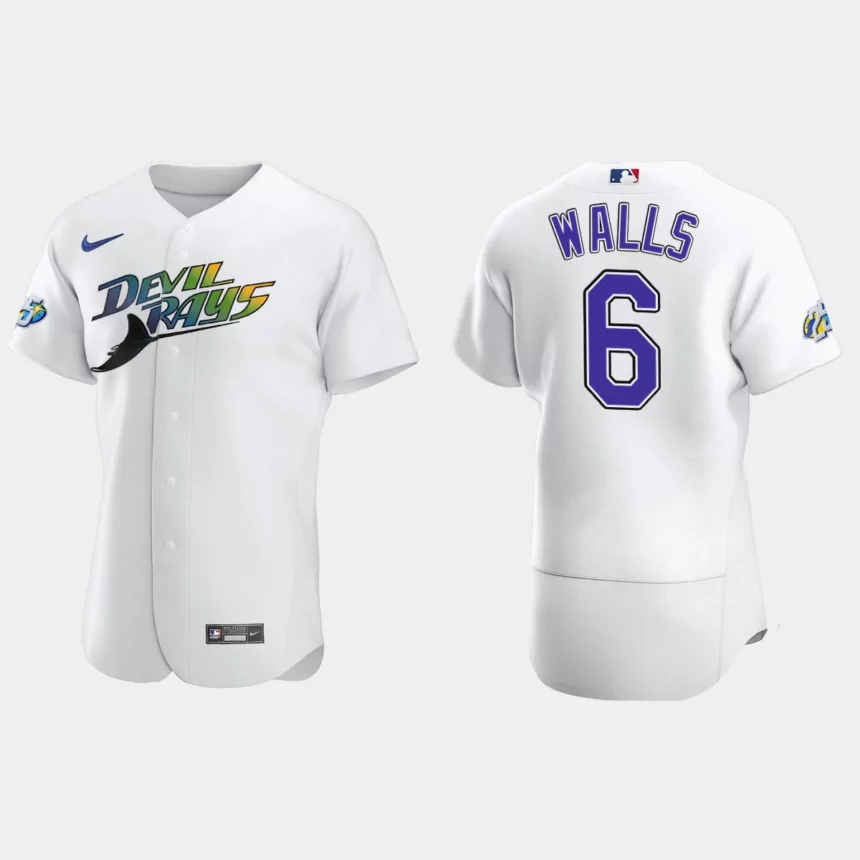 Taylor Walls Tampa Bay Rays 25th Anniversary Authentic Jersey – White