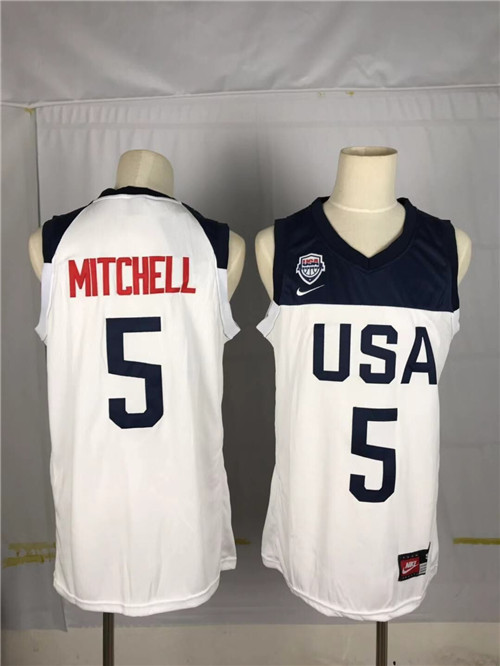 Team USA 5 Mitchell White 2016 Olympics Basketball Swingman Jersey