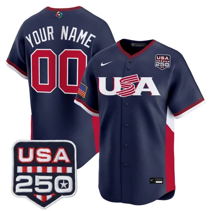 Team USA World Baseball Classic 250America Patch Vapor Premier Custom Jersey - All  Stitched