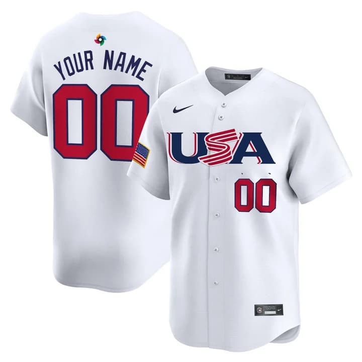 Team USA World Baseball Classic Vapor Premier Custom Jersey - 2026 Roster (Projected Number) -  All Stitched