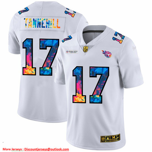 Tennessee Titans #17 Ryan Tannehill Men's White Nike Multi-Color 2020 NFL Crucial Catch Limited NFL Jersey