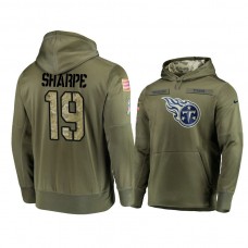 Tennessee Titans #19 Tajae Sharpe Olive Pullover Hoodie 2018 Salute To Service