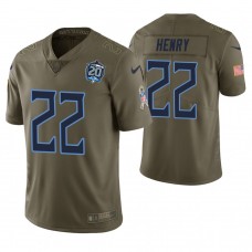 Tennessee Titans #22 Derrick Henry Olive 20th Anniversary Salute to Service Limited Jersey