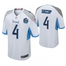 Tennessee Titans #4 Ryan Succop White 20th Anniversary Game Jersey