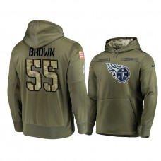 Tennessee Titans #55 Jayon Brown Olive Pullover Hoodie 2018 Salute To Service