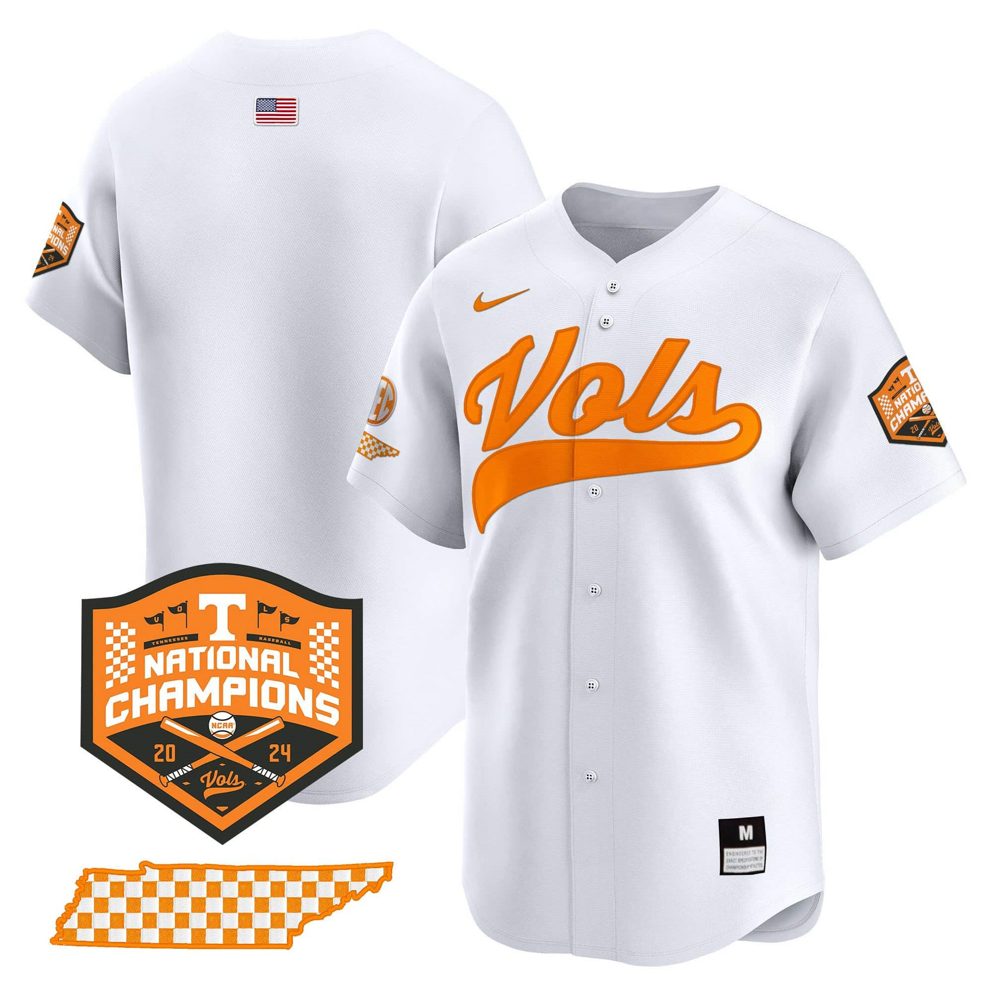 Tennessee Volunteers 2024 Champions Vapor Premier Limited baseball   Jersey – All Stitched White BLANK