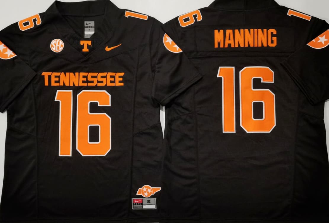 Tennessee Volunteers Black #16 MANNING