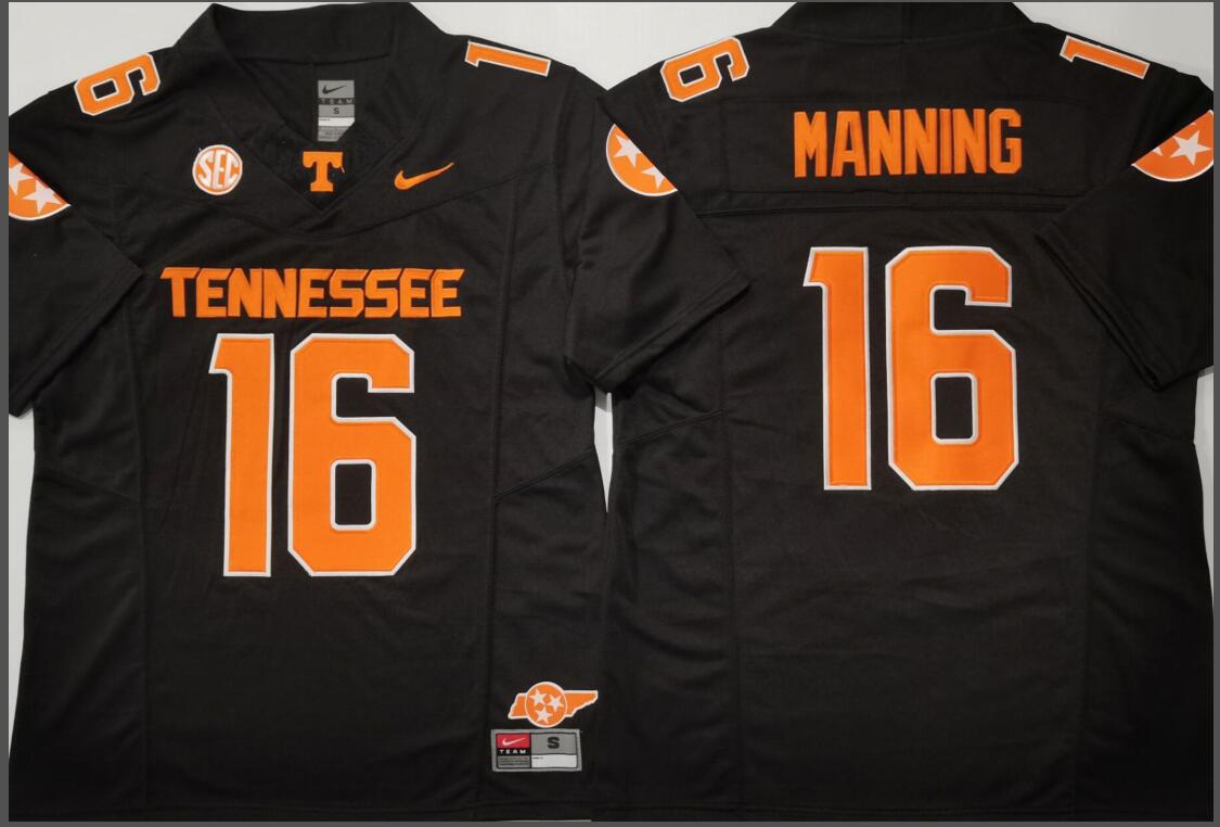 Tennessee Volunteers Black #16 MANNING Jersey