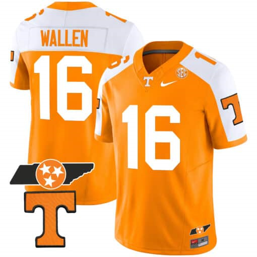 Tennessee Volunteers Checkerboard & Alternate   Jersey V2 – All StitchedAlternate Orange #16 Morgan Wallen