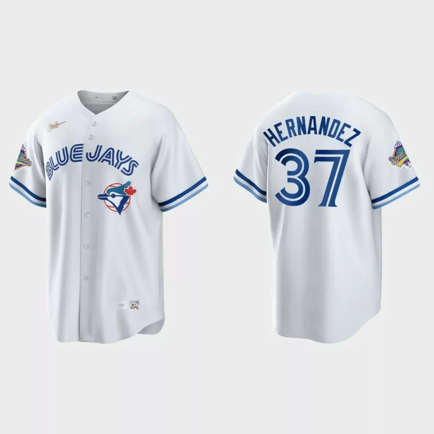 Teoscar Hernandez Toronto Blue Jays 1992 World Series Patch Cooperstown Jersey – White