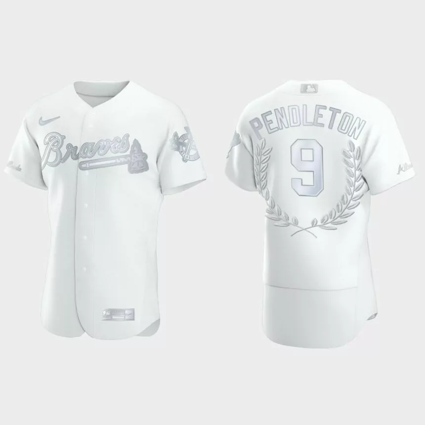 Terry Pendleton #9 Atlanta Braves NL MVP Awards Collection Jersey – White