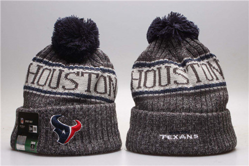 Texans Gray Wordmark Cuffed Pom Knit Hat YP