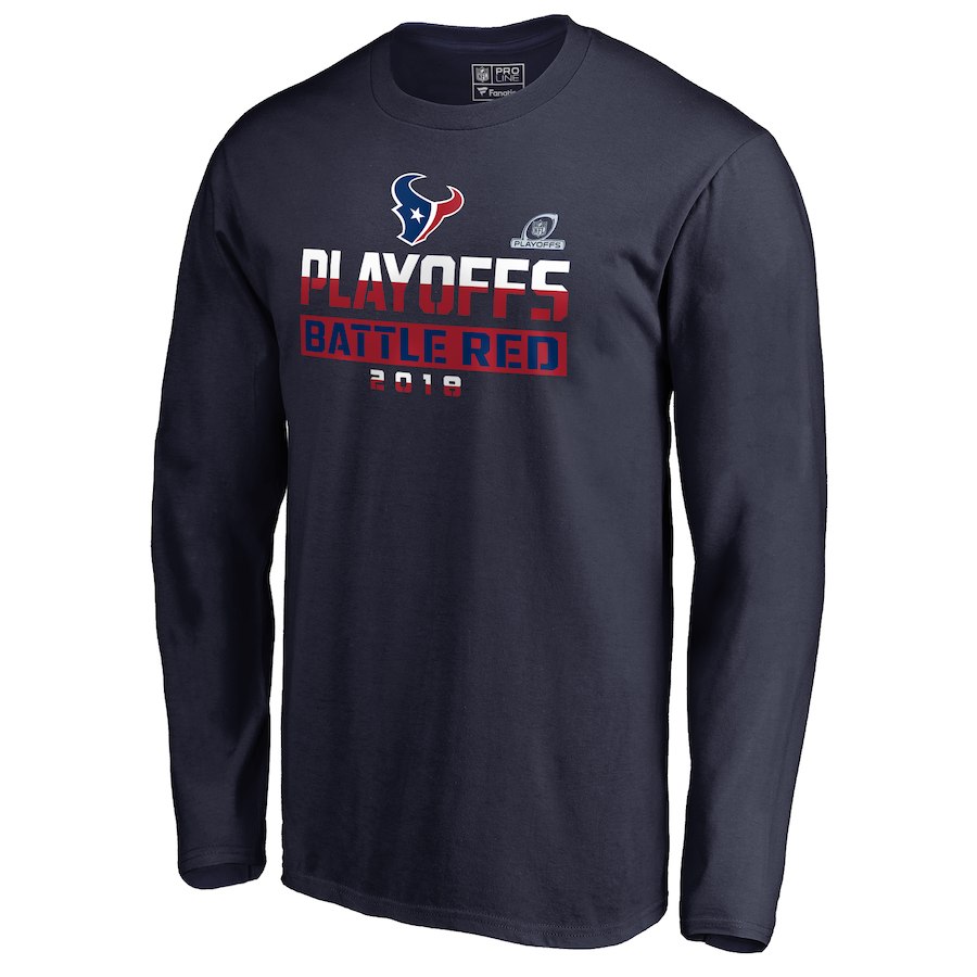Texans Navy 2018 NFL Playoffs Battle Red Men's Long Sleeve T-Shirt